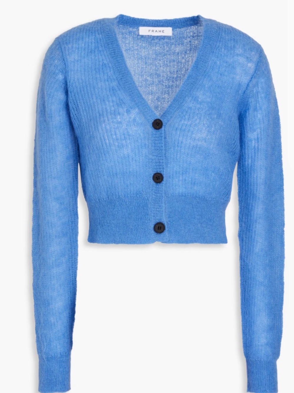 Frame Cropped Shrunken Cardigan In Azure
